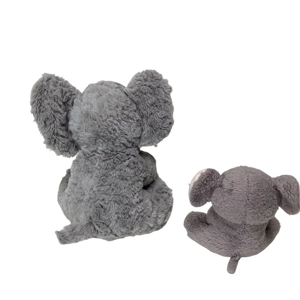 Lot of 2 KellyToy Gray Plush Elephants Baby Stuffed Animal White Pink Ear Cuddle